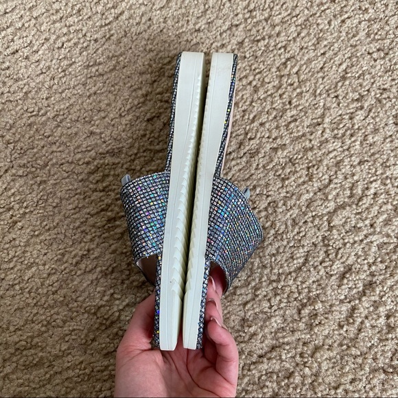 SJP by Sarah Jessica Parker Silver Women's Tropez Glitter Slide Sandals 37(7) - Picture 7 of 8